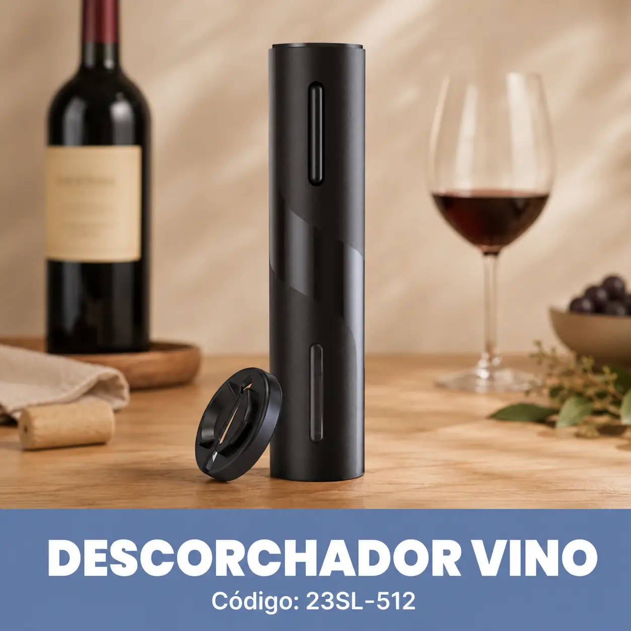 Descorchador Eléctrico de Vino - Negro