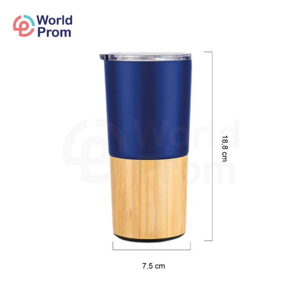 Vaso de acero inoxidable y bambú de 20 oz Azul - Image 2