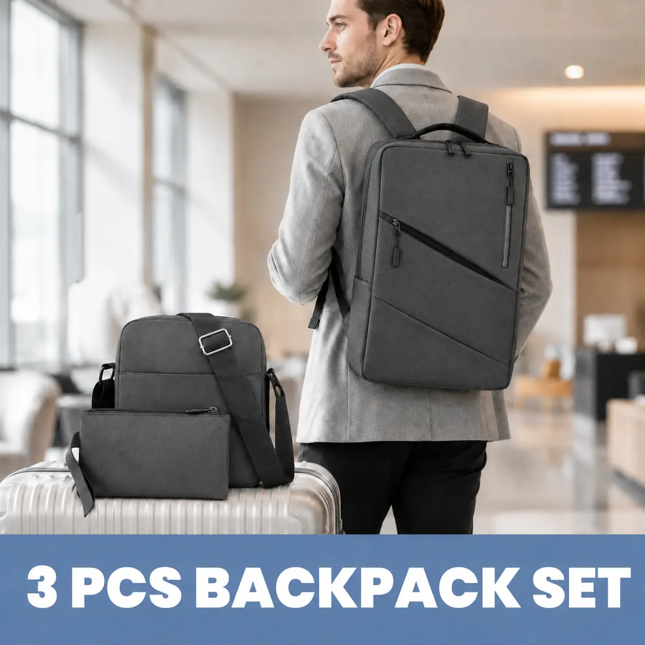 Conjunto de mochila empresarial de 3 piezas.