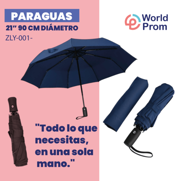 Paragua de cartera automático de 21 pulgadas Azul - Image 4