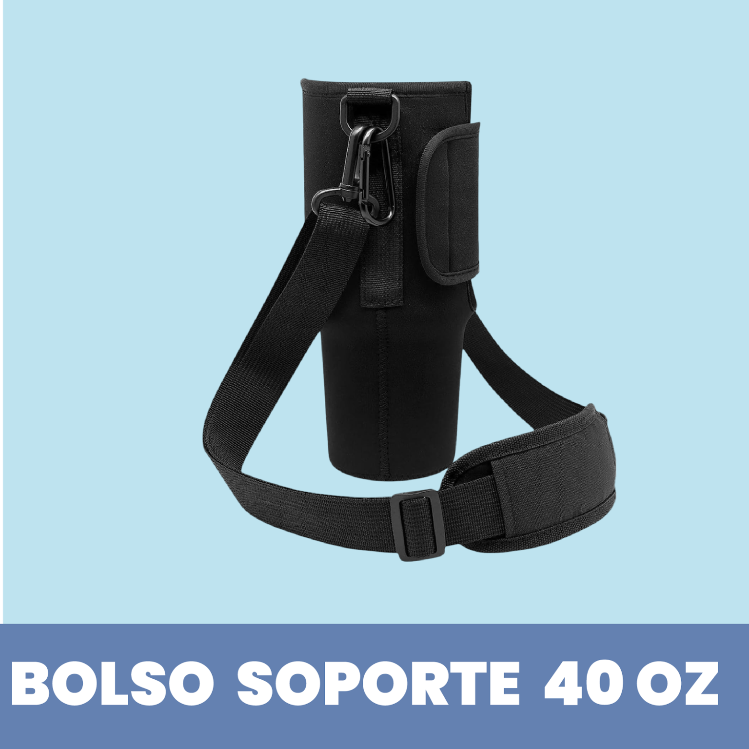 Bolso para botella de 40 Onzas con Correa Negro