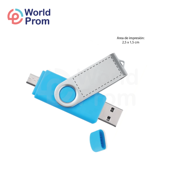 Pendrive Doble Puerto 8 GB Cyan - Image 3