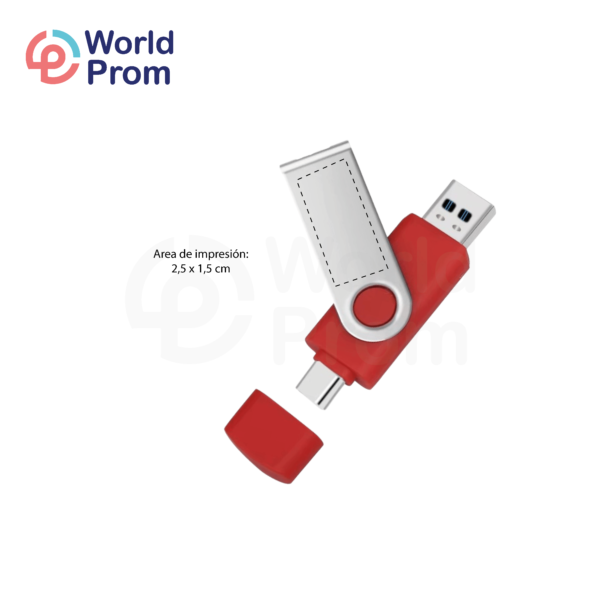 Pendrive Doble Puerto 8 GB Rojo - Image 2