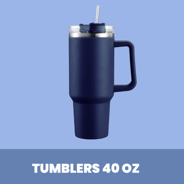Vaso de acero inoxidable 40 onzas con tapa acrílica y sorbete plástico Azul