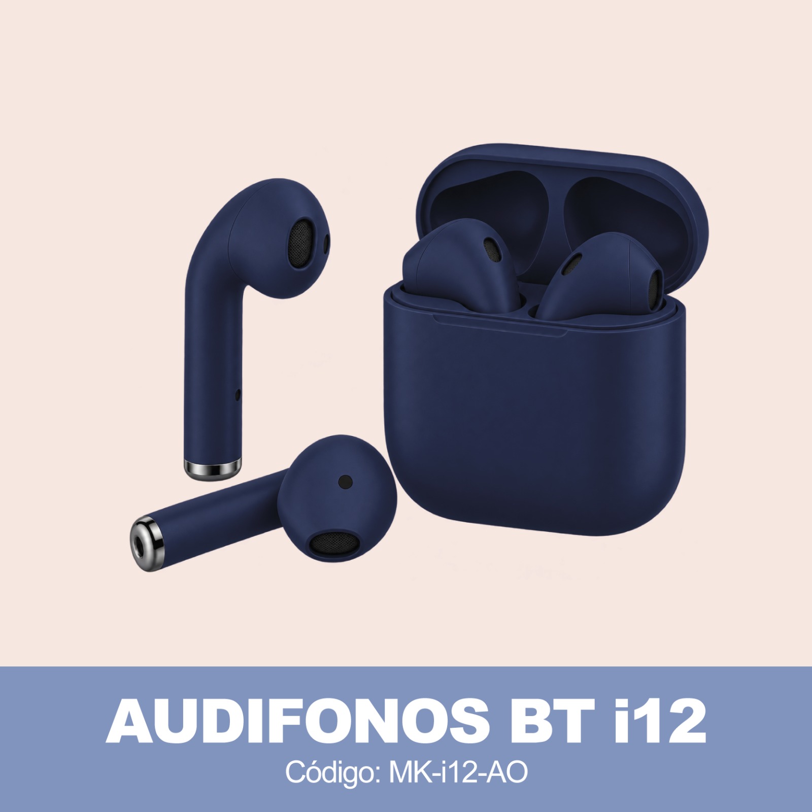 Audífonos Inalámbricos i12 - Azul Oscuro