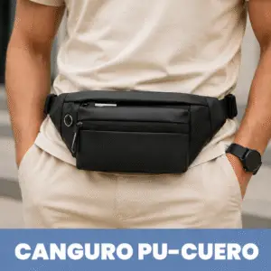 Canguro PU con Cierre Reflectivo - Negro