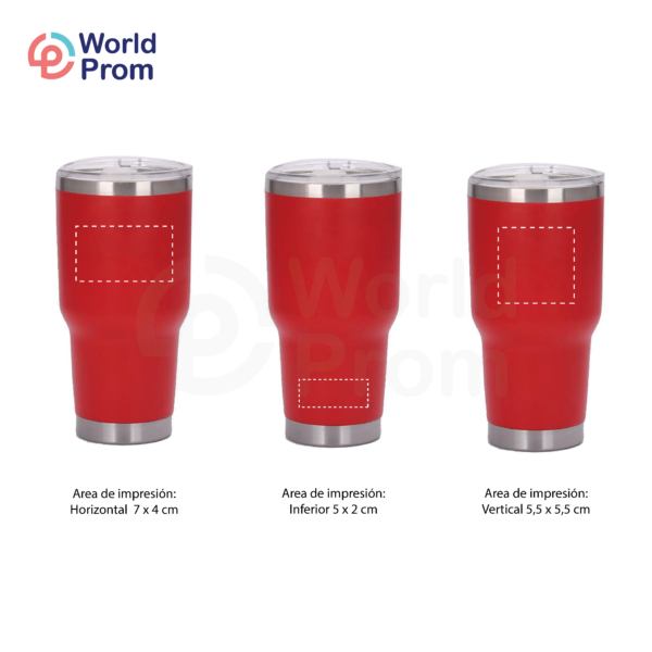 Vaso de acero inoxidable de doble pared de 30 oz Rojo - Image 3