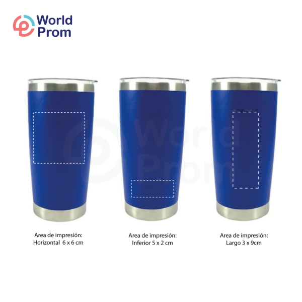 Vaso de acero inoxidable de doble pared de 20 oz Azul Eléctrico - Image 3