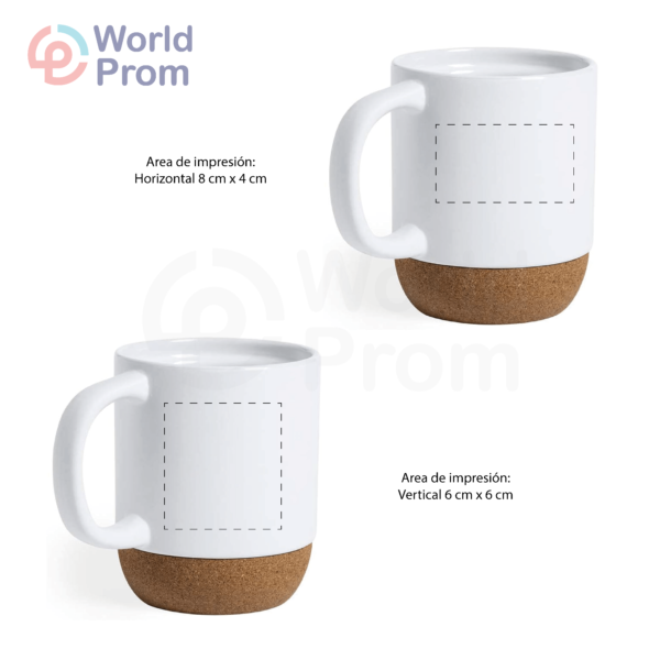 Taza de cerámica con base de corcho 12oz Blanco - Image 3