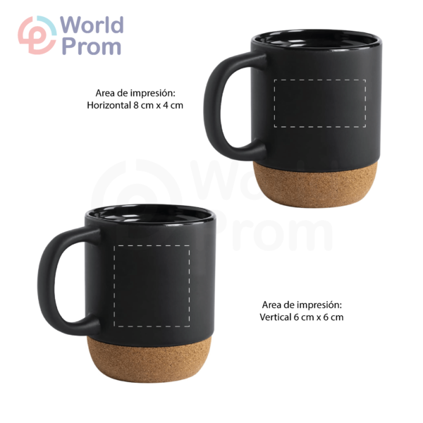 Taza de cerámica con base de corcho 12oz Negro - Image 3