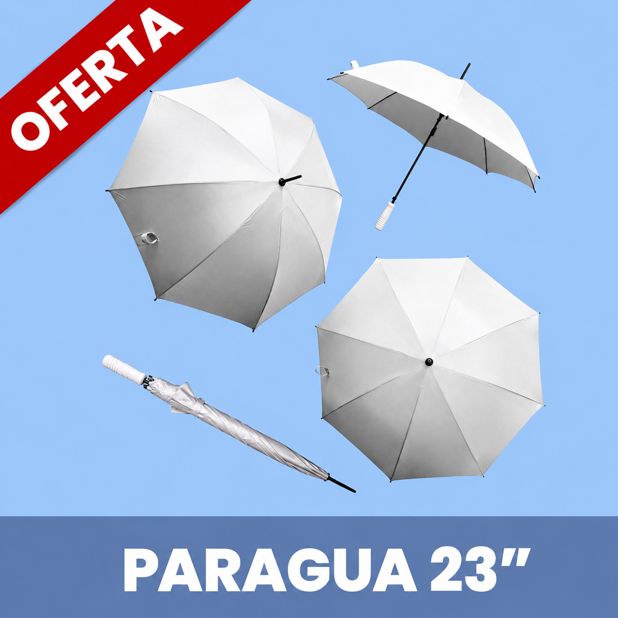 Paraguas 23 " / Mango Eva - Blanco