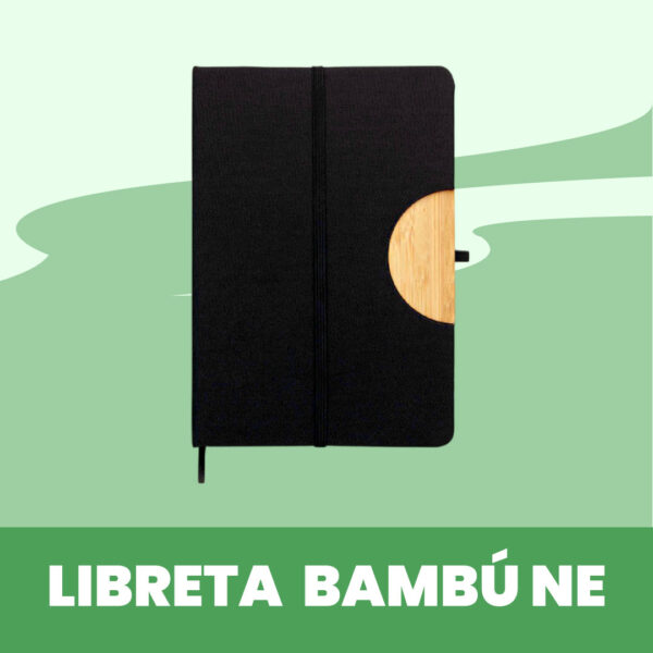 Agenda A5 soporte para celular de bambú y porta pluma Negro