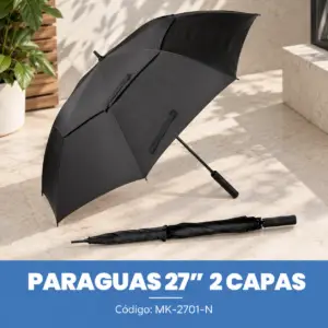 Paraguas 2 Capas 27" - Negro