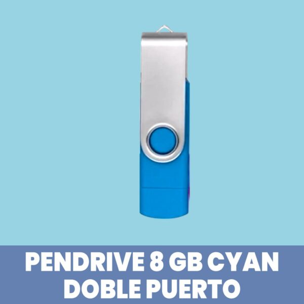 Pendrive Doble Puerto 8 GB Cyan