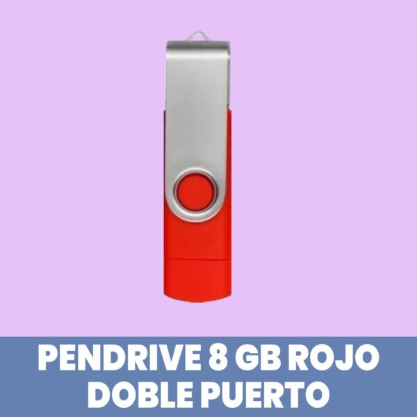 Pendrive Doble Puerto 8 GB Rojo