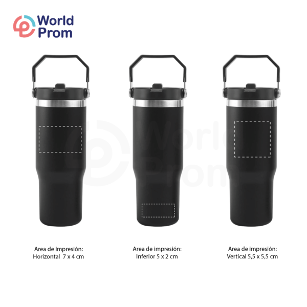 Tumbler 30 oz Acero inoxidable Negro - Image 3