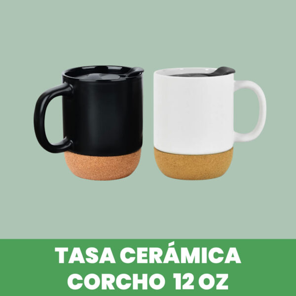 Taza de cerámica con base de corcho 12oz Negro - Image 4