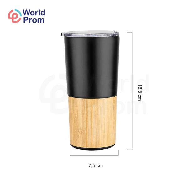 Vaso de acero inoxidable y bambú de 20 oz Negro - Image 2