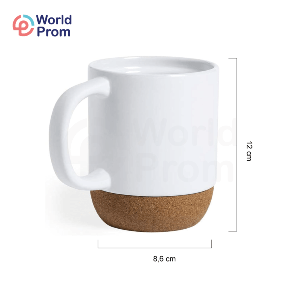 Taza de Cerámica con Base de Corcho y Tapa Plástica 400 ml Blanco - Image 2