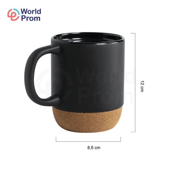 Taza de Cerámica con Base de Corcho y Tapa Plástica 400 ml Negro - Image 2