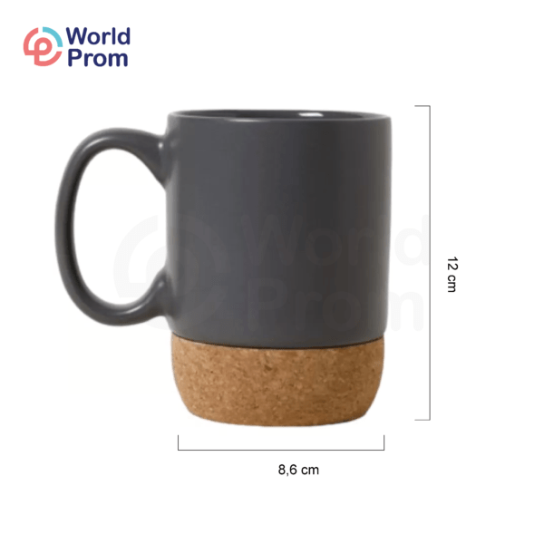 Taza de Cerámica con Base de Corcho y Tapa Plástica 400 ml Gris - Image 2