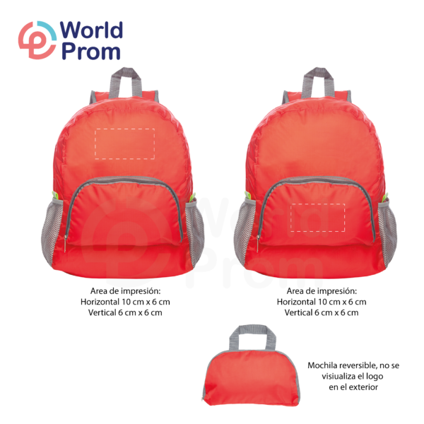 Mochila plegable e impermeable adecuada para viajes Rojo - Image 3