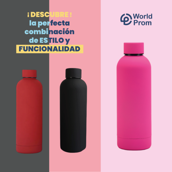 Botella de acero con revestimiento rubber 500 ml Magenta - Image 4