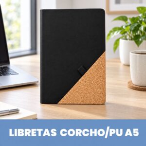 Libreta PU + Corcho A5- Negro