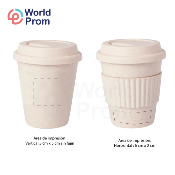 Vaso plástico térmico de doble pared 350ml con fajín Avena - Image 3