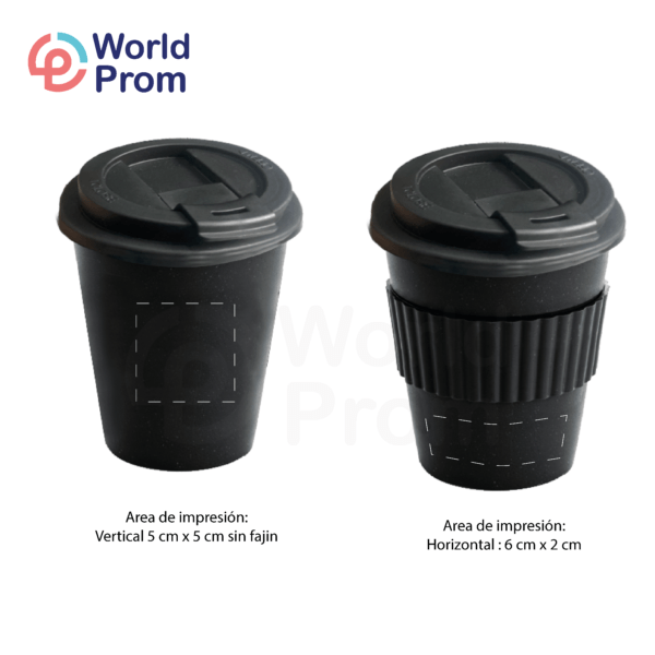 Vaso plástico térmico de doble pared 350ml con fajín Negro - Image 3