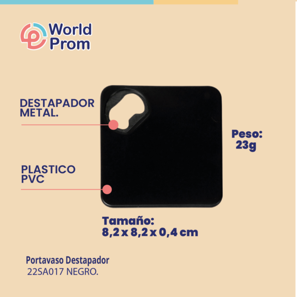 Portavaso destapador Negro - Image 4