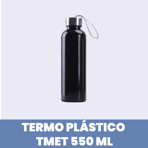 Botella Plástica con Tapa de Aluminio 550ml Negro