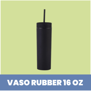 Vaso plástico skinny rubber con sorbete 16 oz Negro