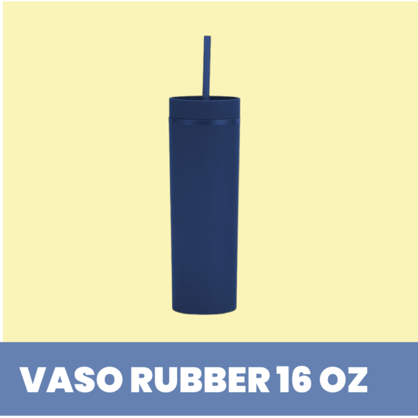 Vaso plástico skinny rubber con sorbete 16 oz Azul