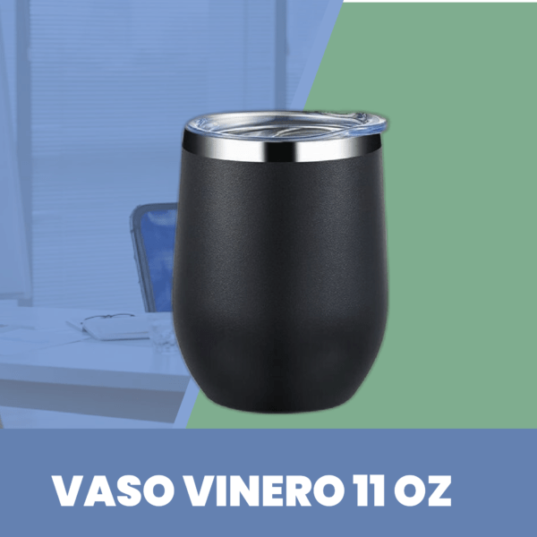 Vaso Vinero Tapa Acrílica de acero inoxidable 12 oz Negro