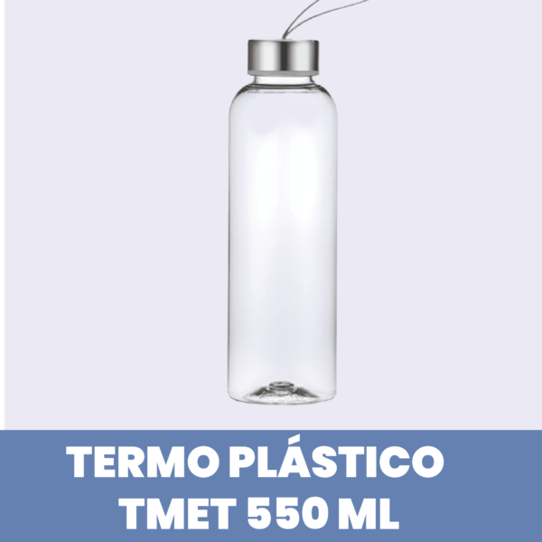 Botella Plástica con Tapa de Aluminio 550ml Transparente