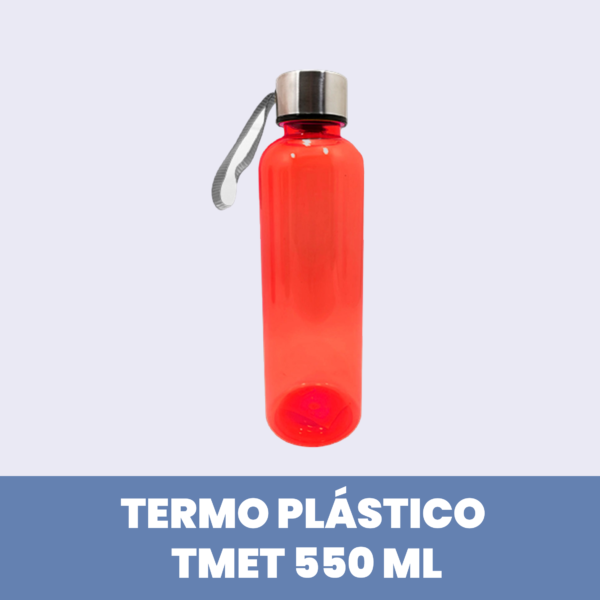 Botella Plástica con Tapa de Aluminio 550ml Naranja
