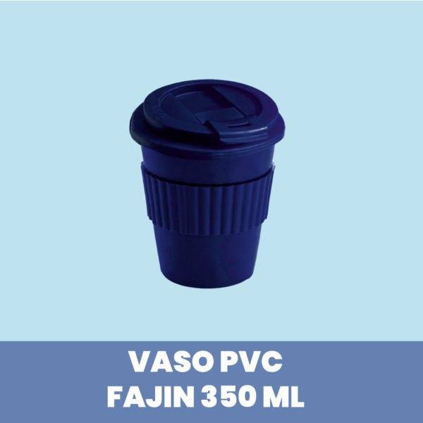 Vaso plástico térmico de doble pared 350ml con fajín Azul