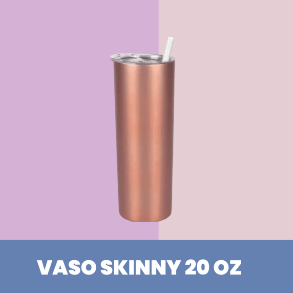 Vaso SKINNY de acero inoxidable 20 oz con pitillo Champagne