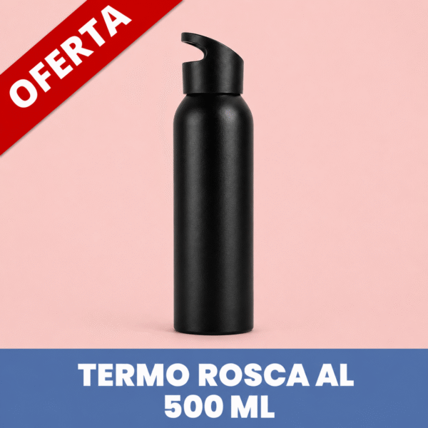 Botella de aluminio tapa rosca 500 ml - Negro
