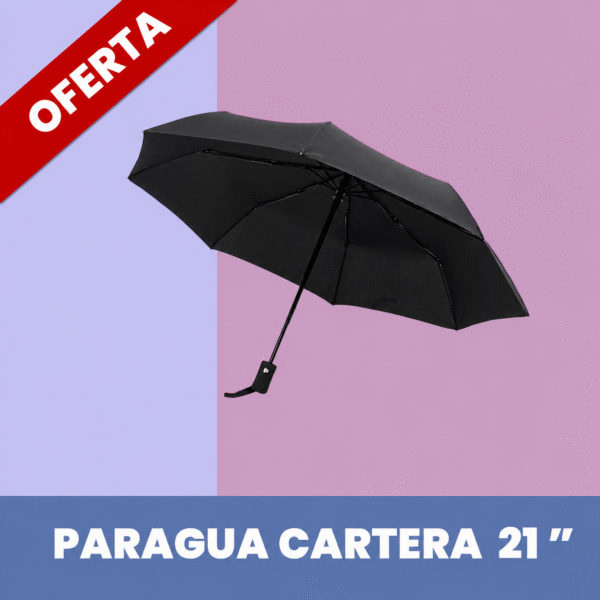 Paragua Cartera. Botón Automático 21" - Negro