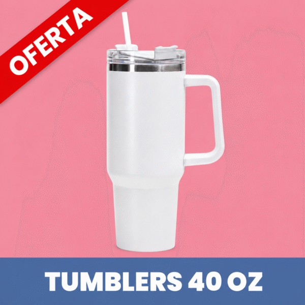 Vaso de acero inoxidable 40 onzas con asa, tapa acrílica y sorbete plástico