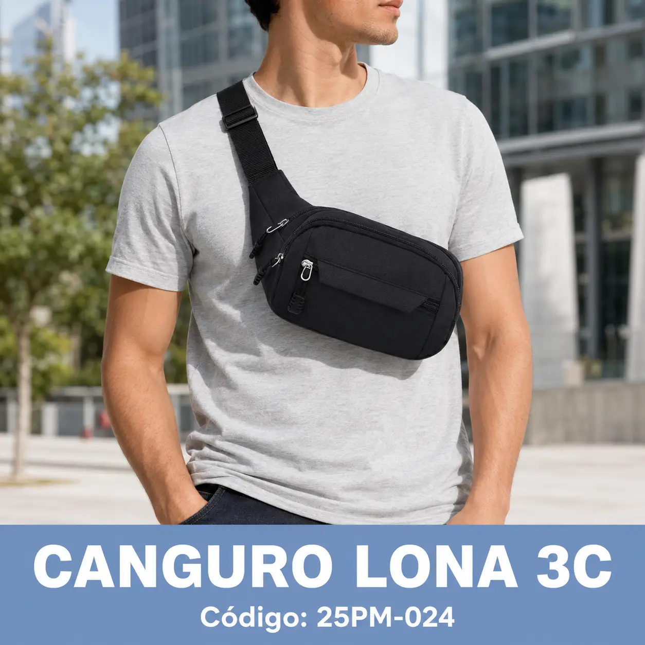 Canguro Lona 3C - Negro