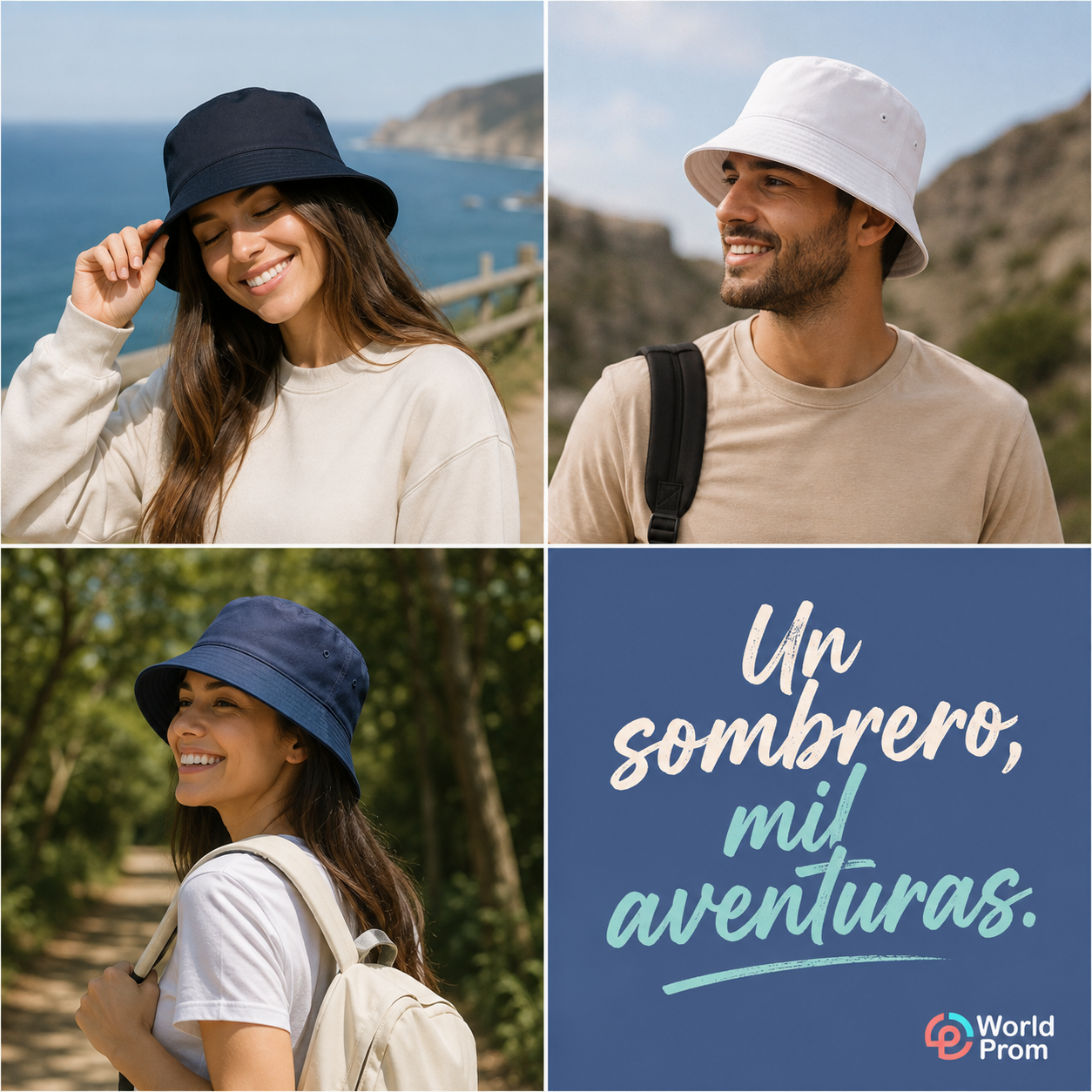 Bucket Hat / Negro - Blanco - Azul Oscuro - Image 3