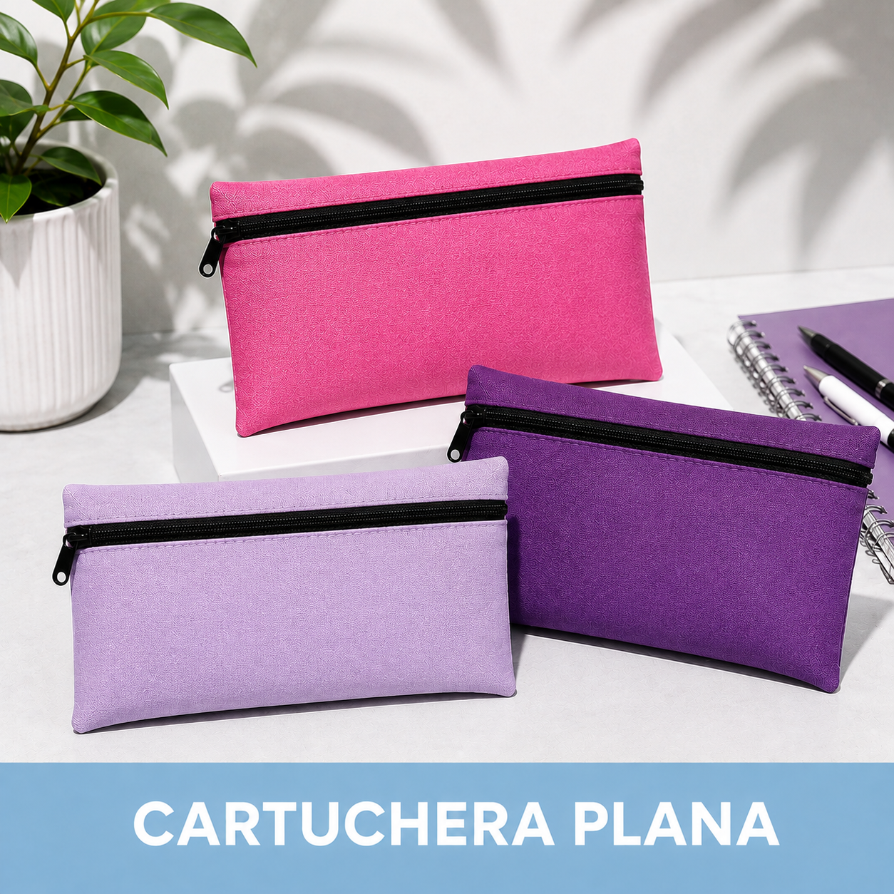 Cartuchera plana / Rosado - Morado - Lila
