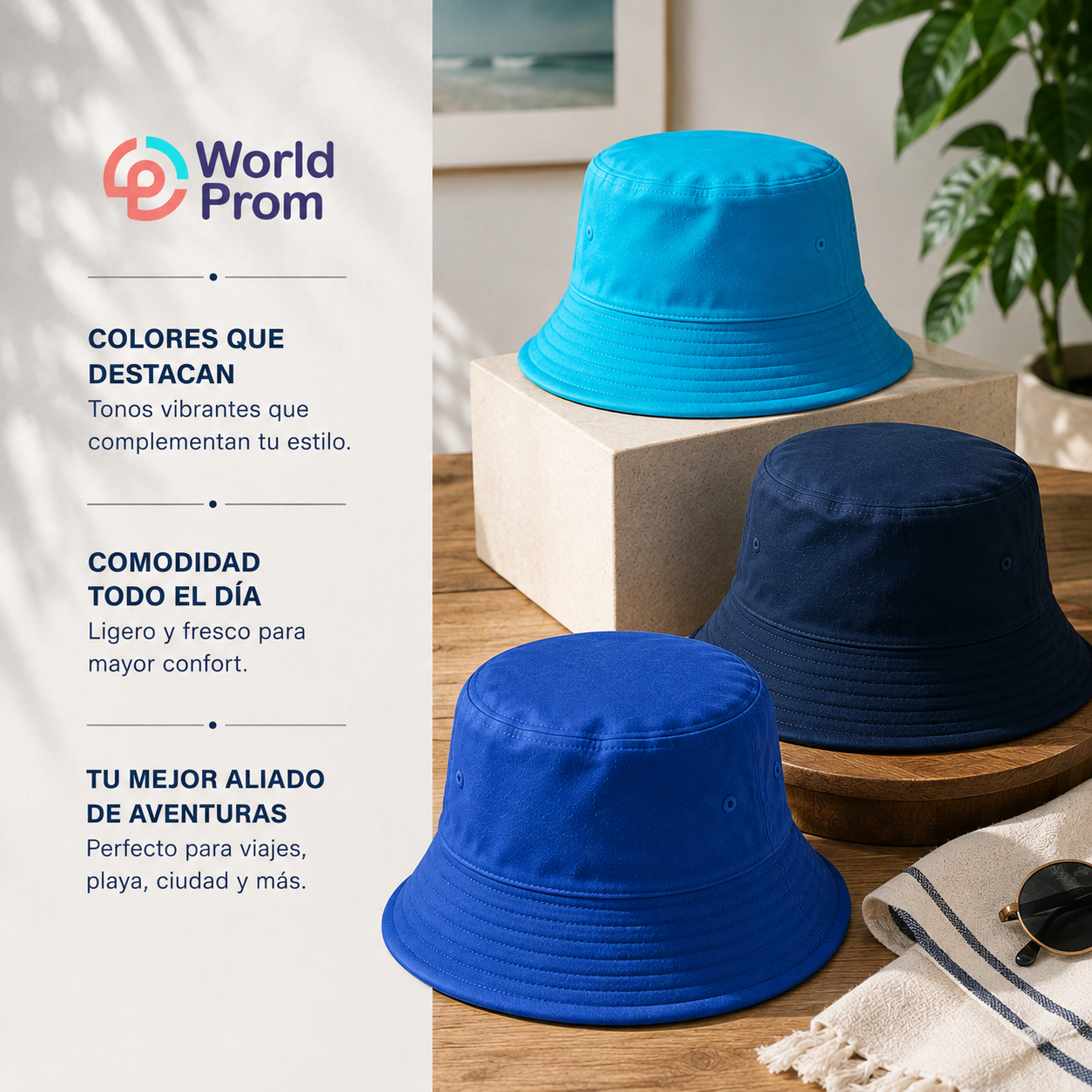 Bucket hat / Cyan - Azul oscuro - Azul royal - Image 3