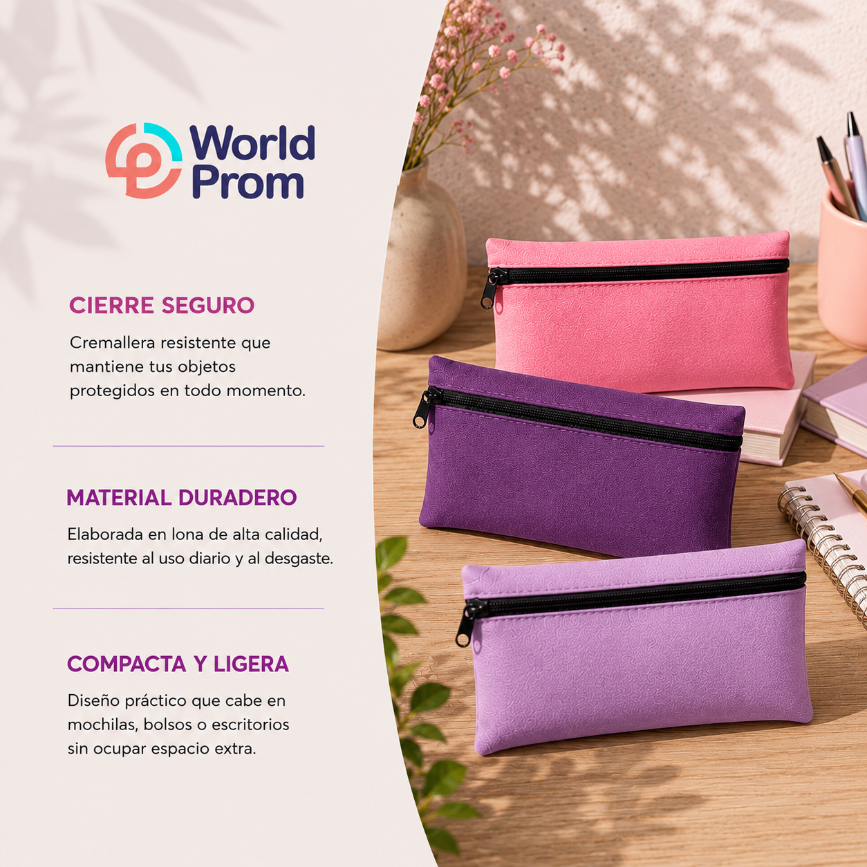 Cartuchera plana / Rosado - Morado - Lila - Image 3