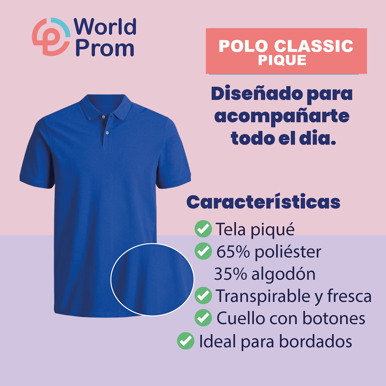 Camiseta Polo Pique / Azul Royal - Image 4