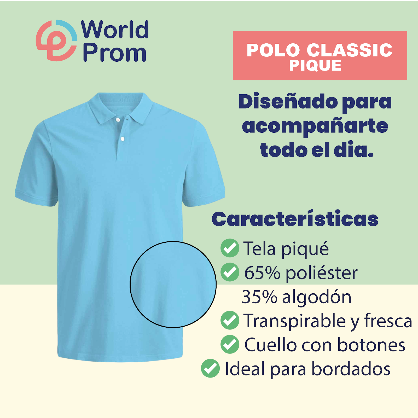 Camiseta Polo Pique / Celeste - Image 4