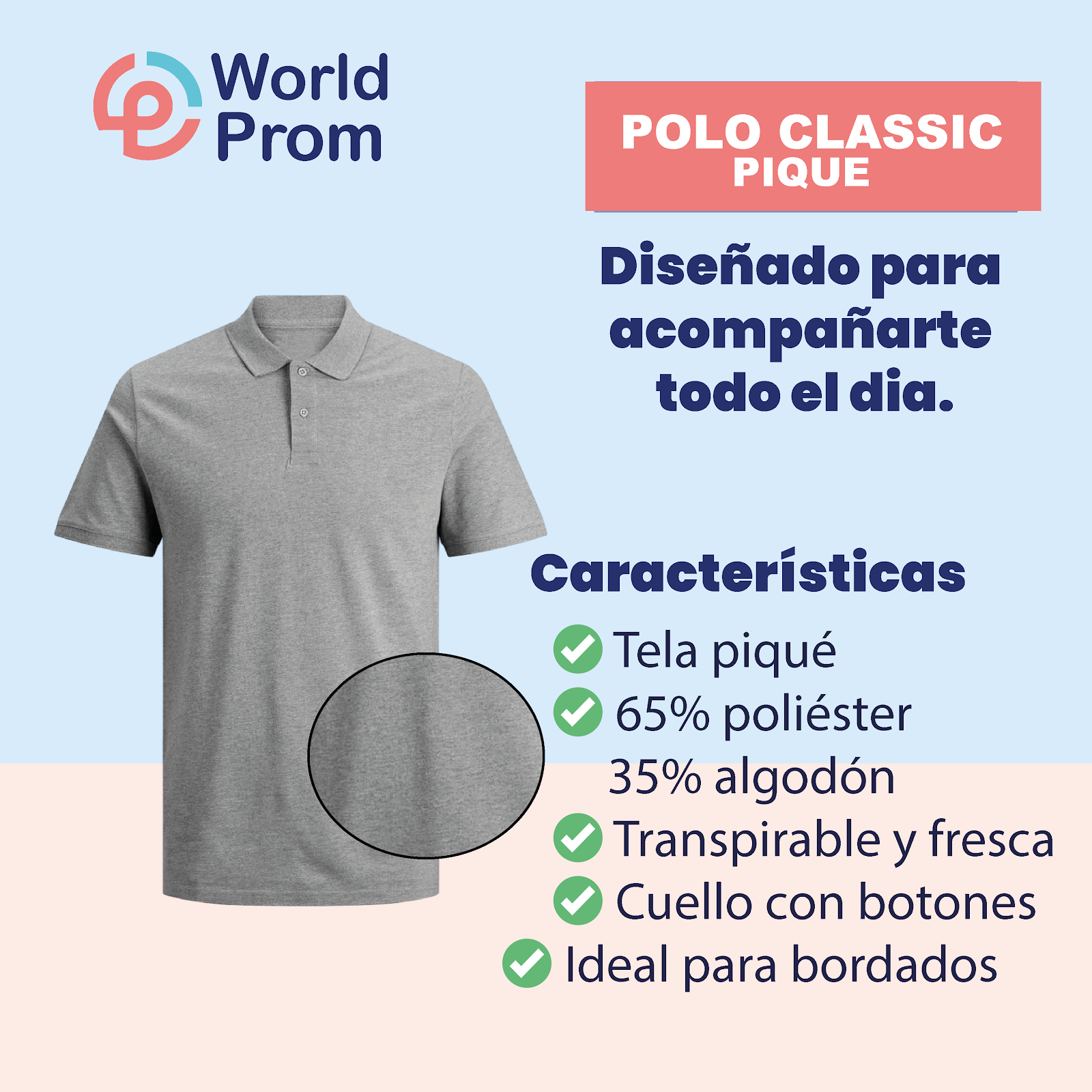 Camiseta Polo Pique / Gris - Image 4